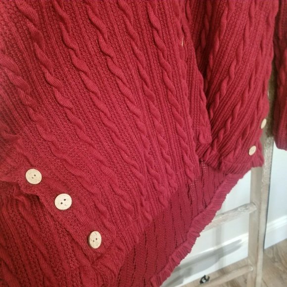 Loveu.Dear Cute Burgundy Knit Button Accent Hooded Cardigan Size Large MRSP $100 - Picture 5 of 5